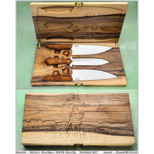 СМЕРТЬ ВОРОГАМ колекційний ексклюзивний кухонний набір ручної роботи студії бренду «OXYS» (Сергій Журба), купити замовити в Україні (Сталь CPM® S90V™ 63 HRC). Photo 2